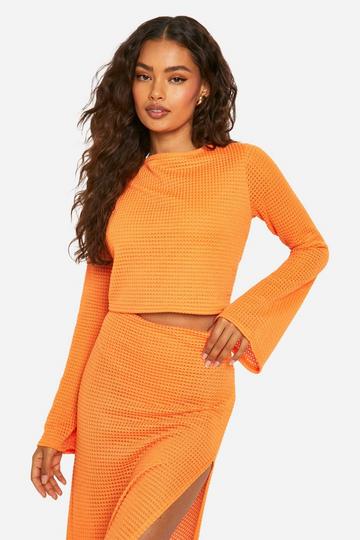 Orange Knitted Tie Back Top