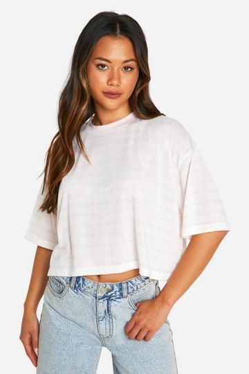 Jean Grazer Stripe Boxy Tee pink