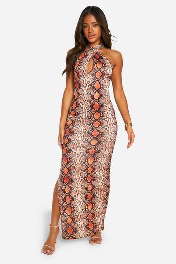 Cross Over Front Maxi Dress snake