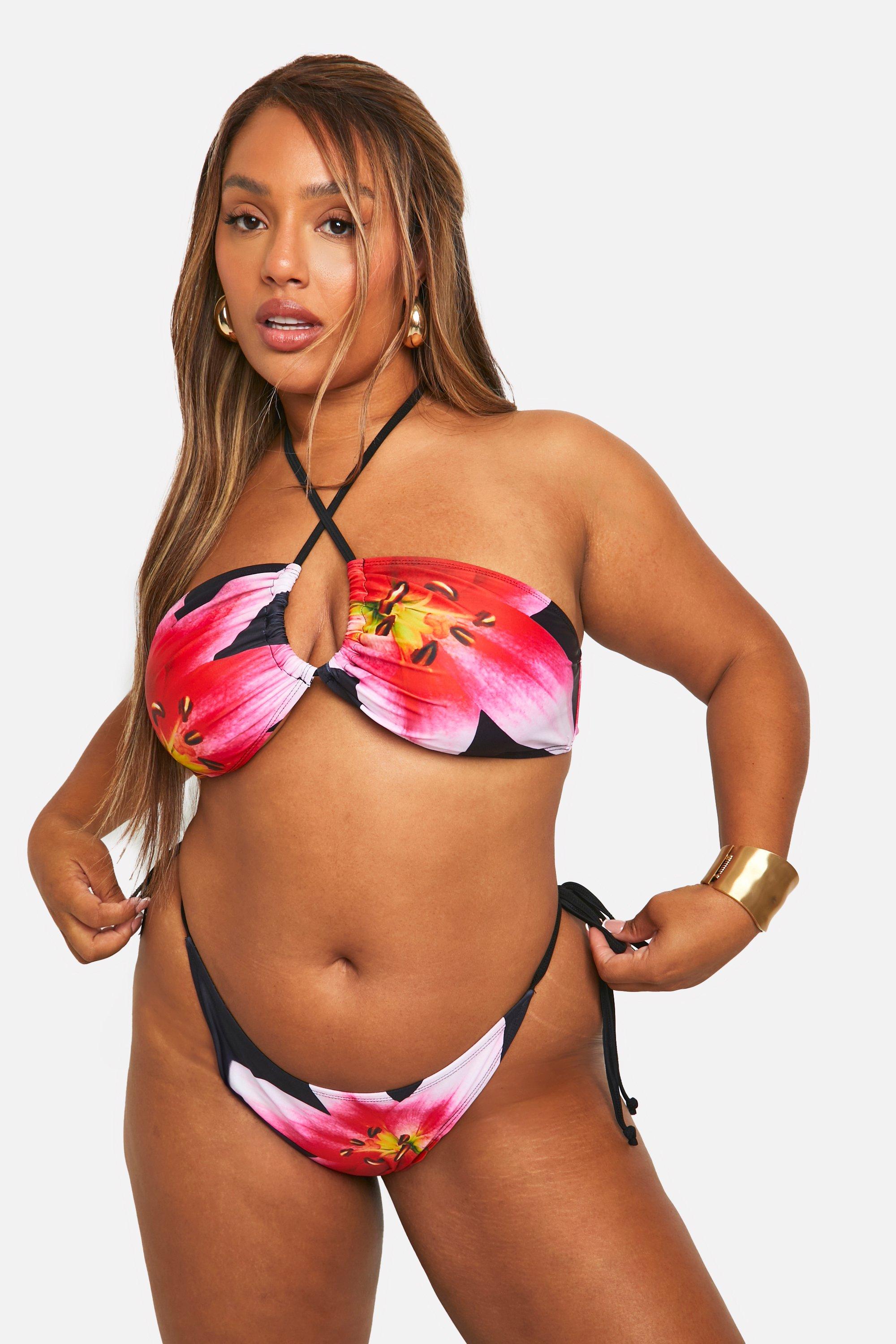 Black floral bikini sales