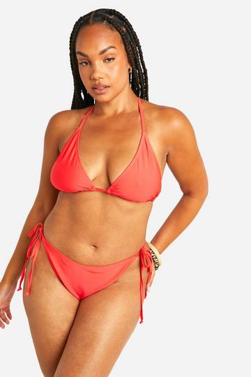 Plus Tie Side Bikini Set red