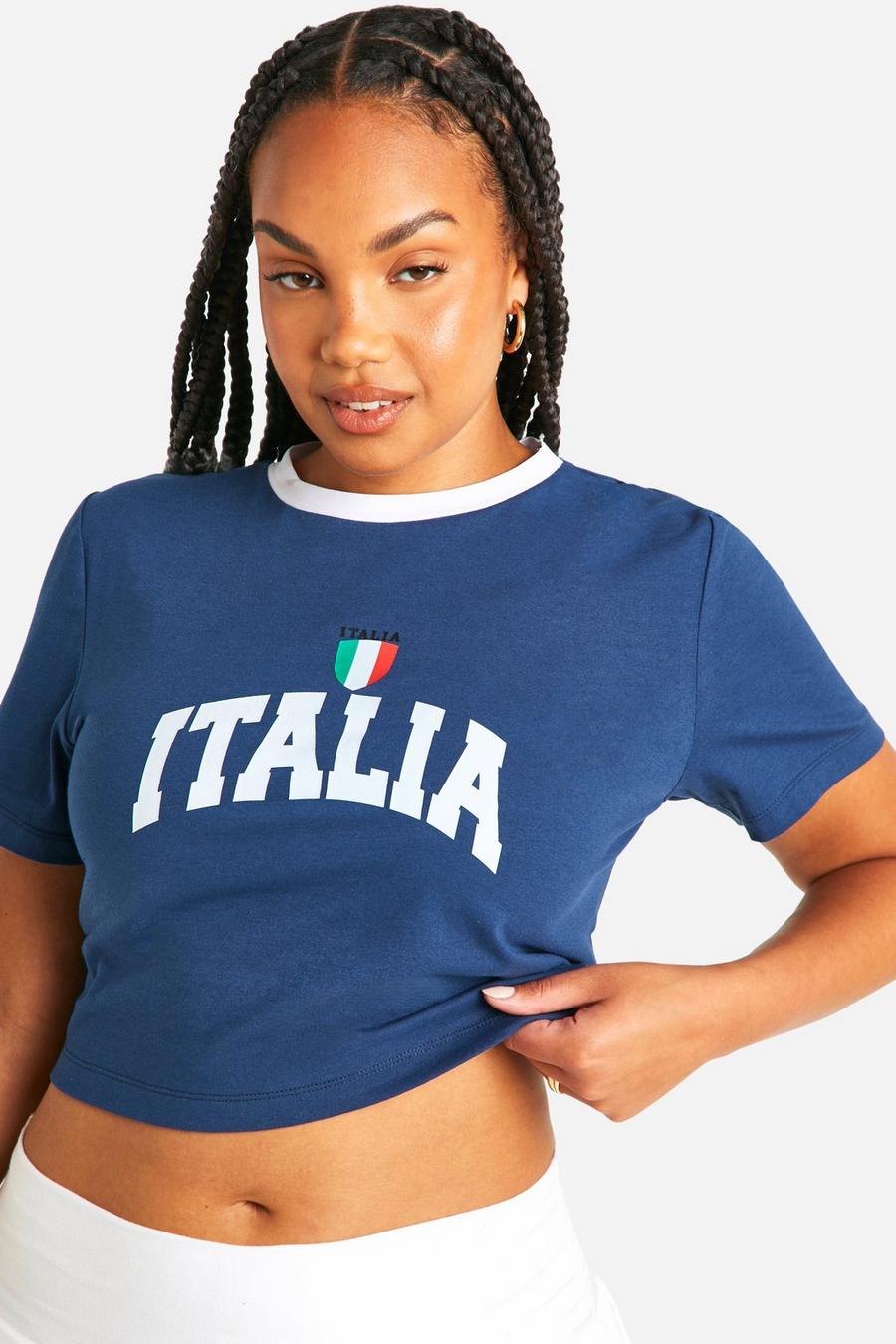 Blue Plus Italia Printed Baby T-shirt image number 1