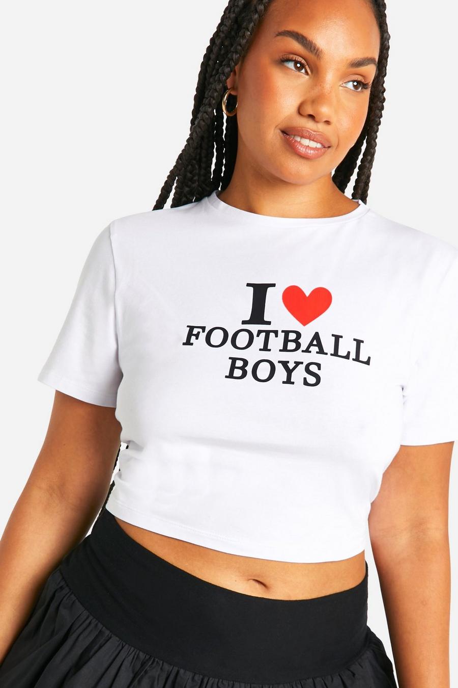 White Plus I Love Football Boys Baby T-shirt