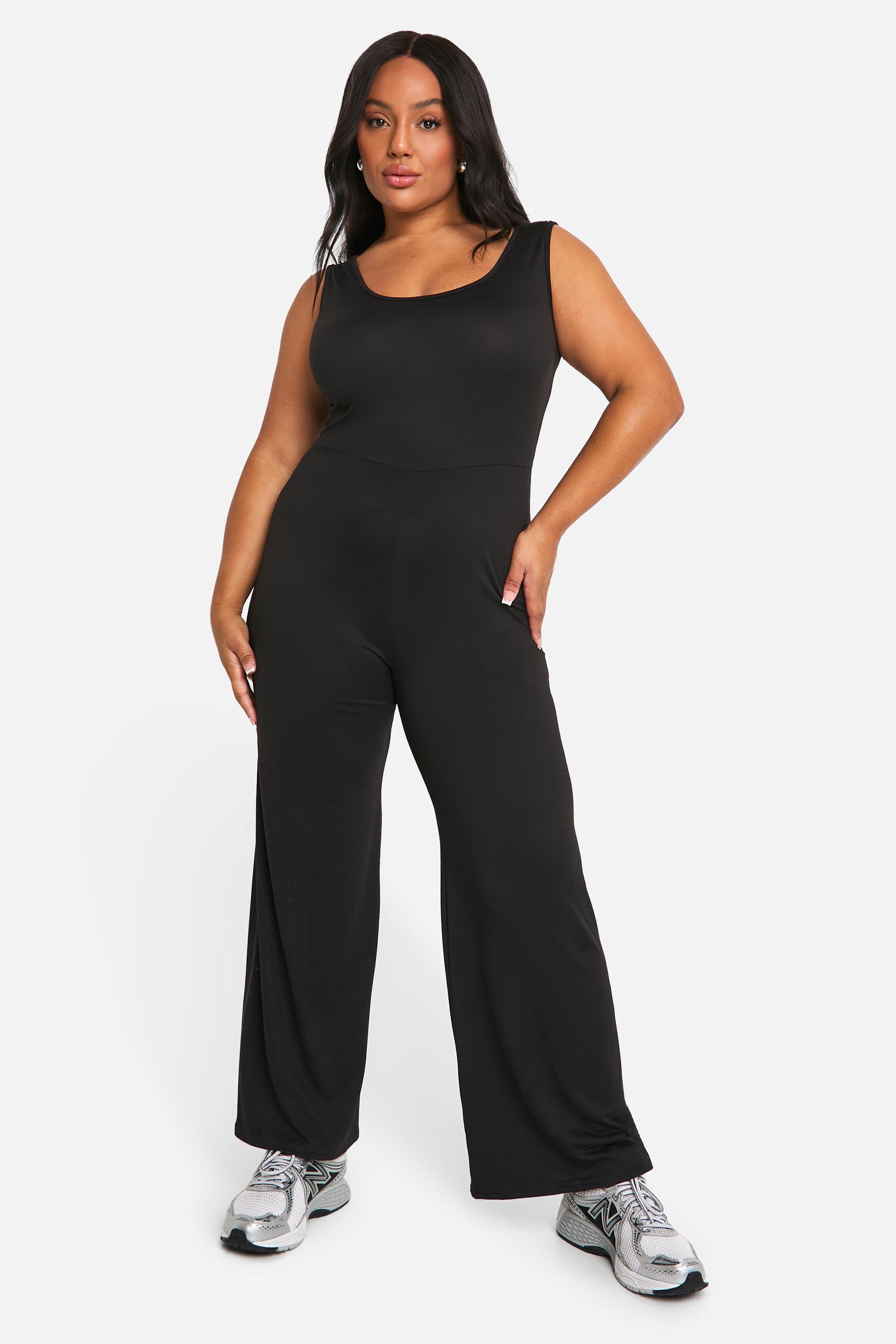 Plus Super Soft Jersey Scoop Neck Wide Leg Jumpsuit