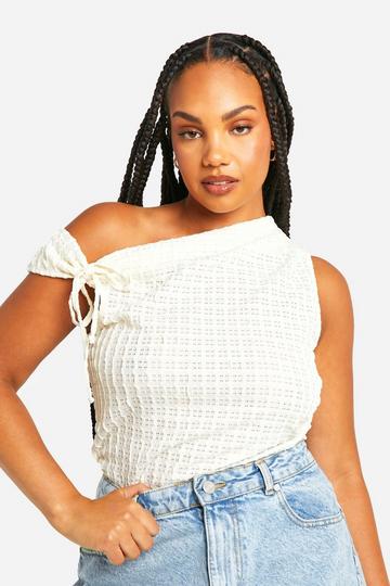 Plus Textured Assymetric Top ecru