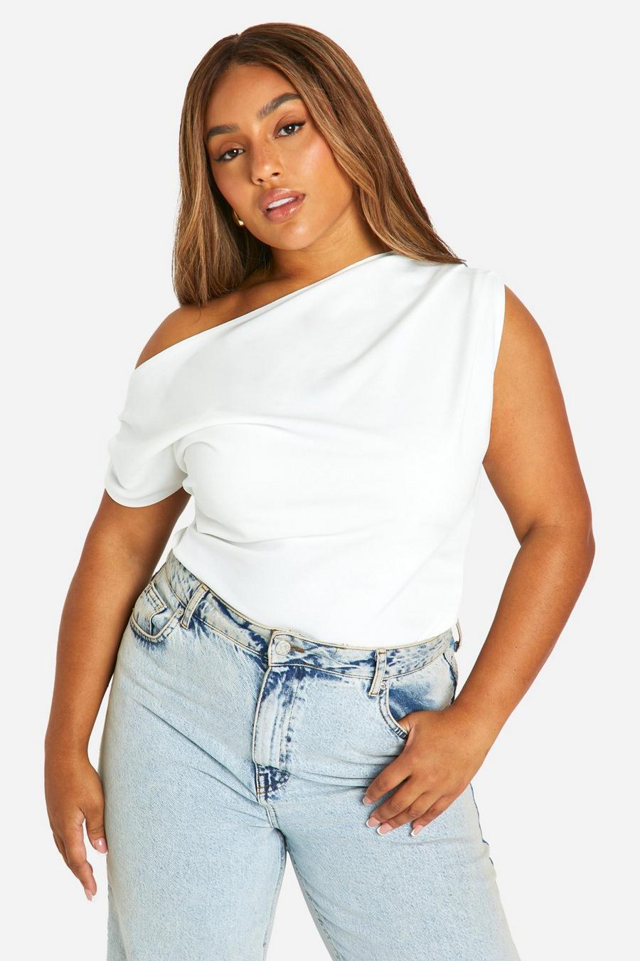 White Plus Off The Shoulder Ruched Top  image number 1