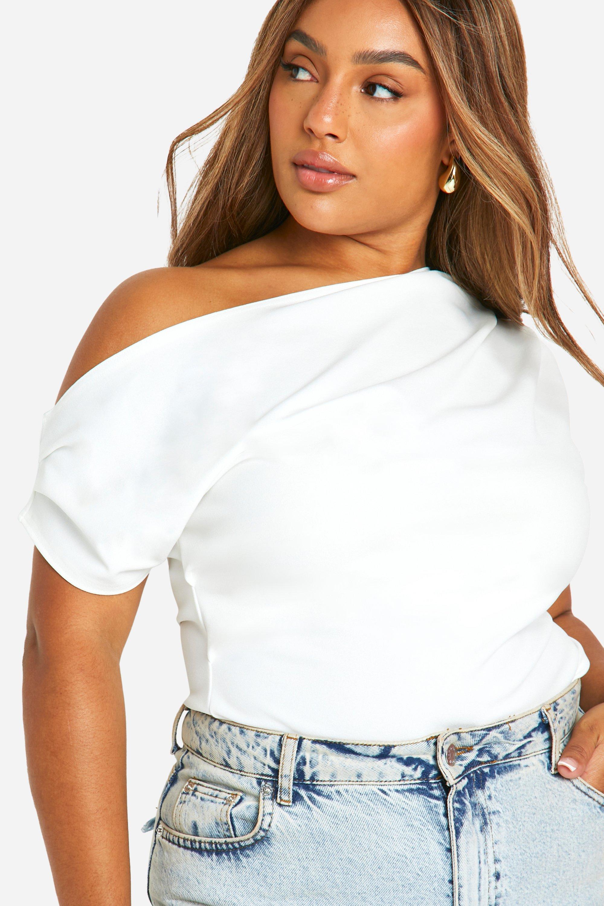 White off the shoulder ruched top sales