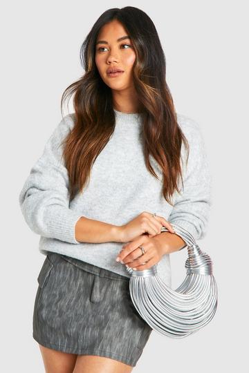 Silver Knot Detail Strappy Metallic Grab Bag