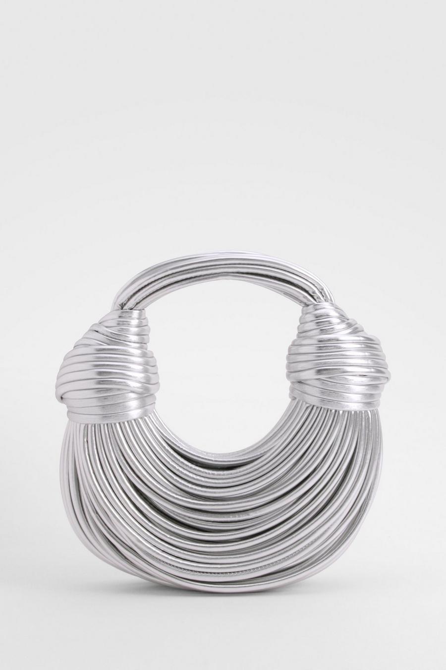 Metallic silver Knot Detail Strappy Metallic Grab Bag