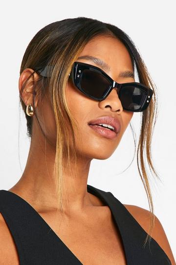 Black Silver Studded Cat Eye Sunglasses