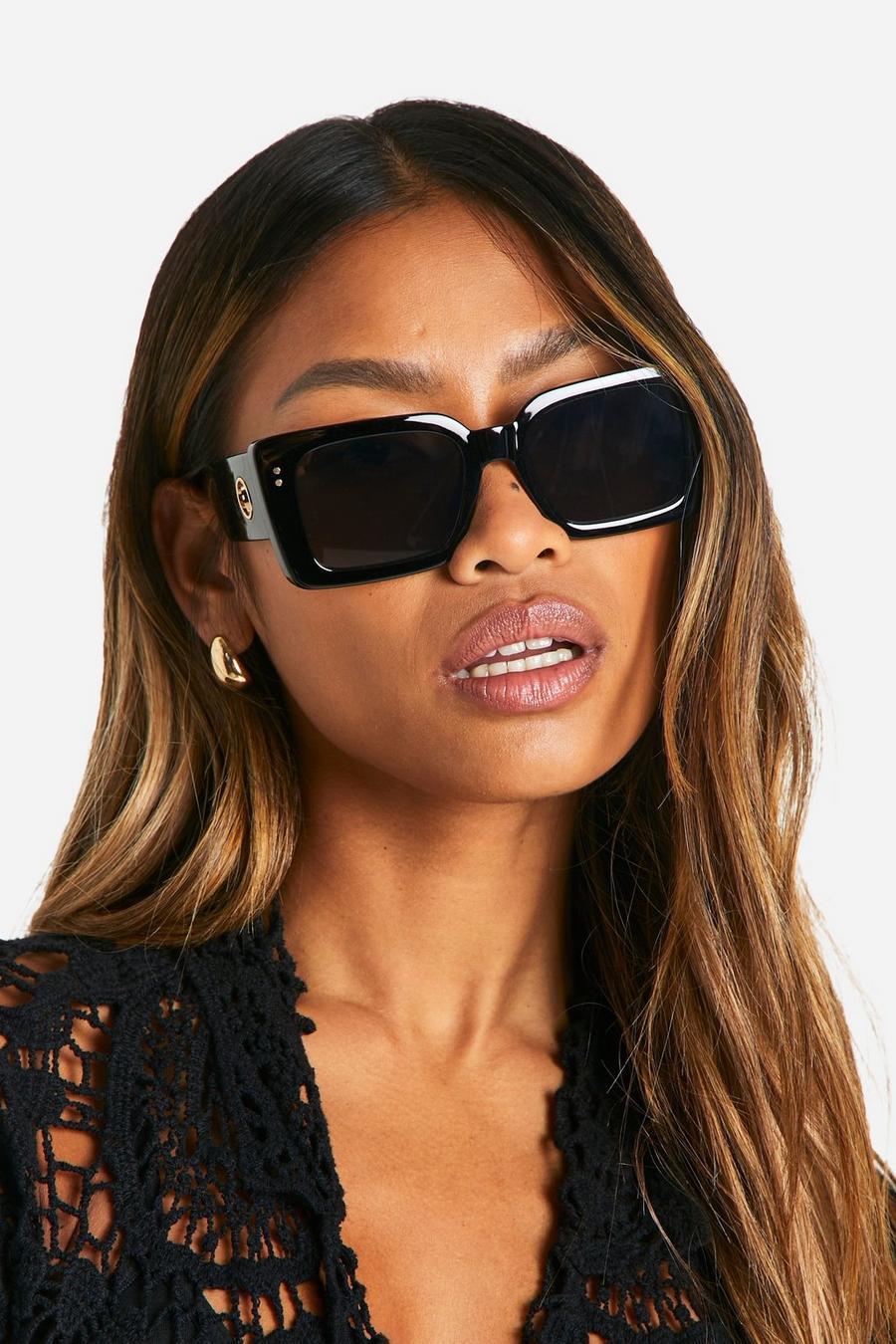 Black Gold Detail Square Sunglasses image number 1
