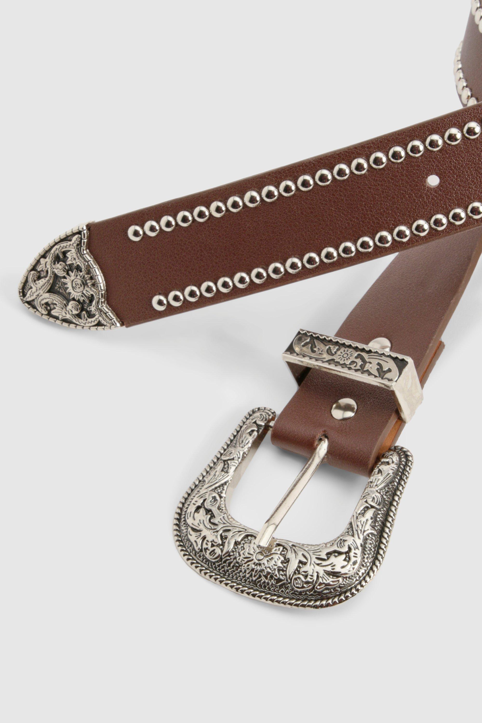 Western Silver Studded Belt boohoo IE