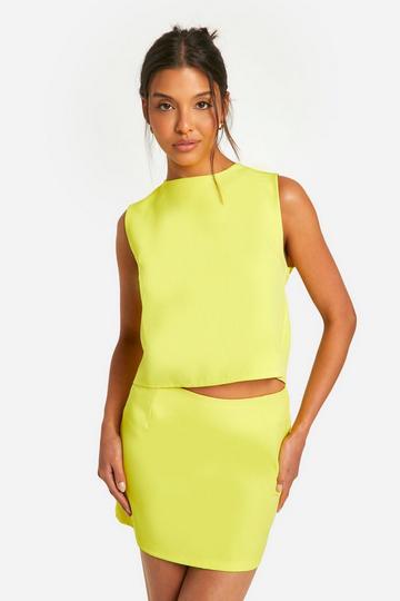 Lemon Yellow Backless Tie Detail Tailored Top