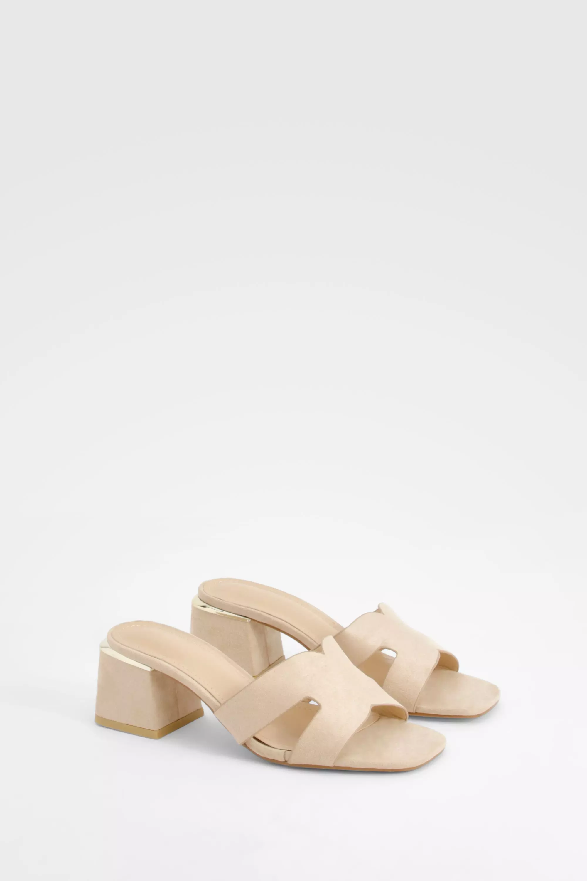 Beige Cut Out Block Heeled Mules alternative image