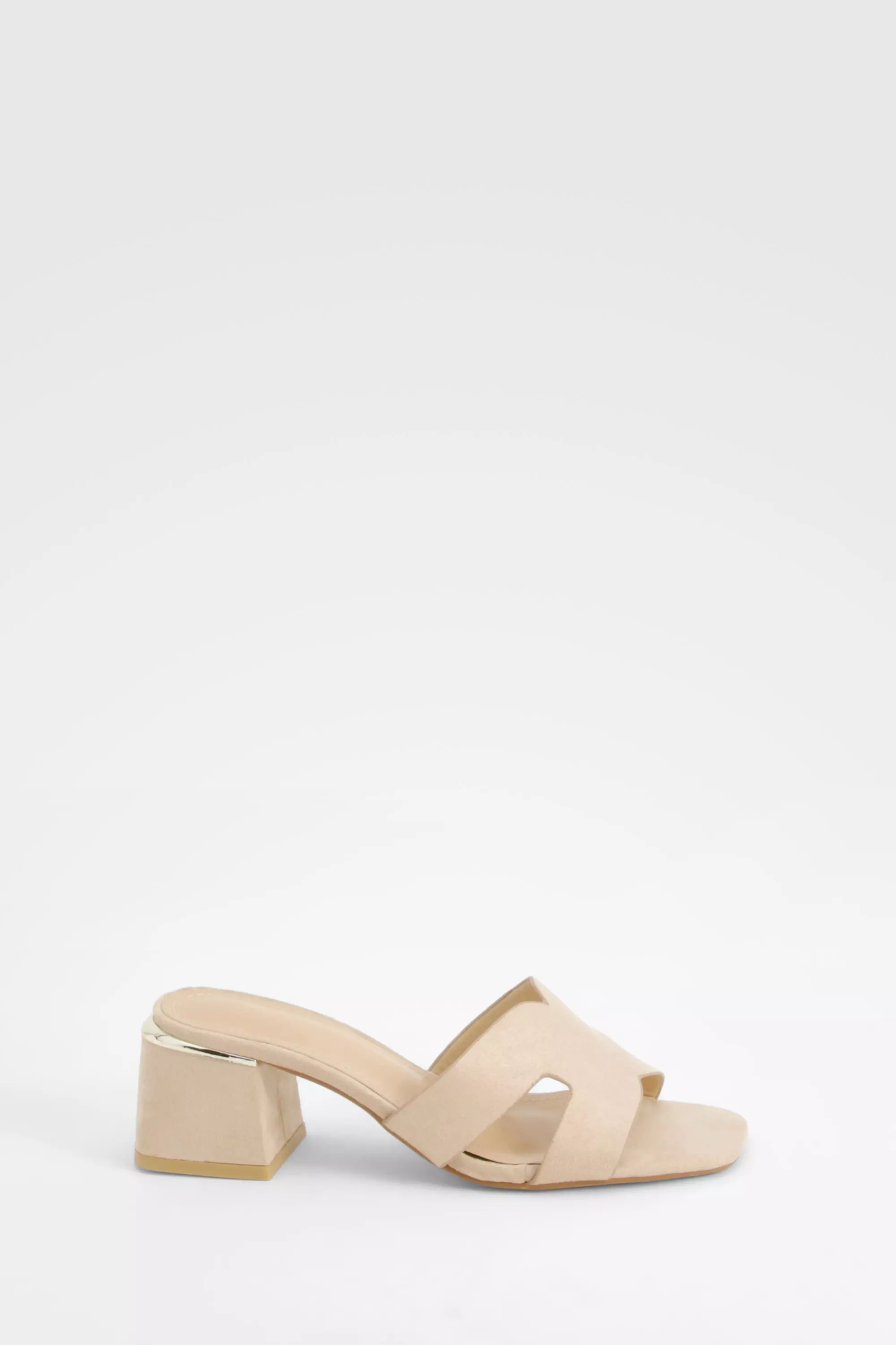Beige Cut Out Block Heeled Mules alternative image
