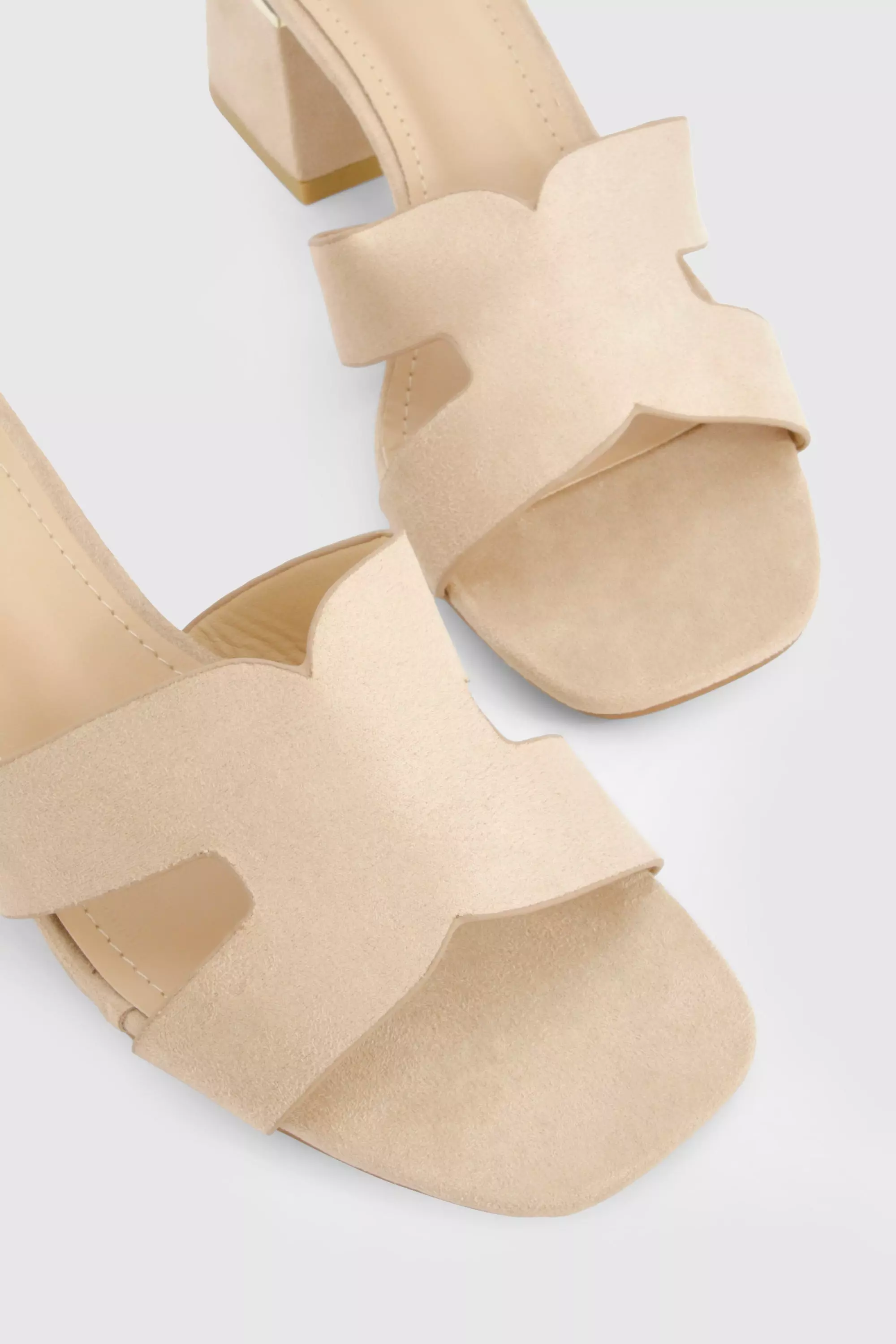 Beige Cut Out Block Heeled Mules alternative image