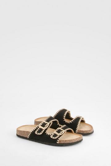 Black Contrast Stitch Sliders