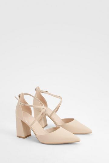 Nude Cross Over Block Court Heel