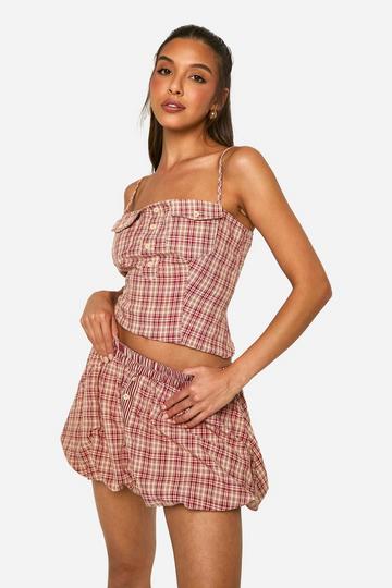 Puffball Check Mini Skirt multi