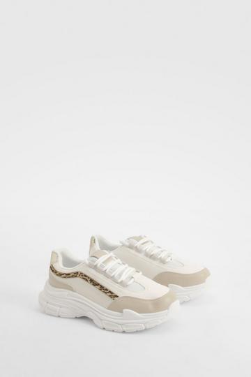 Chunky Leopard Sporty Trainers white