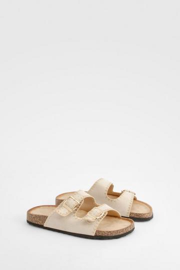 Beige Contrast Stitch Sliders