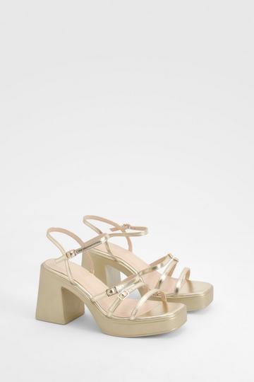 Platform Buckle Detail Block Heel gold