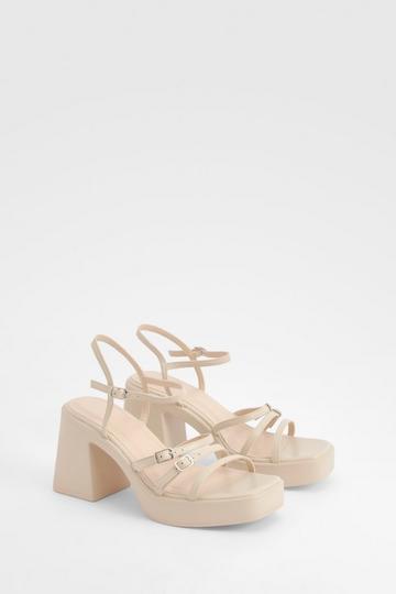 Platform Buckle Detail Block Heel nude