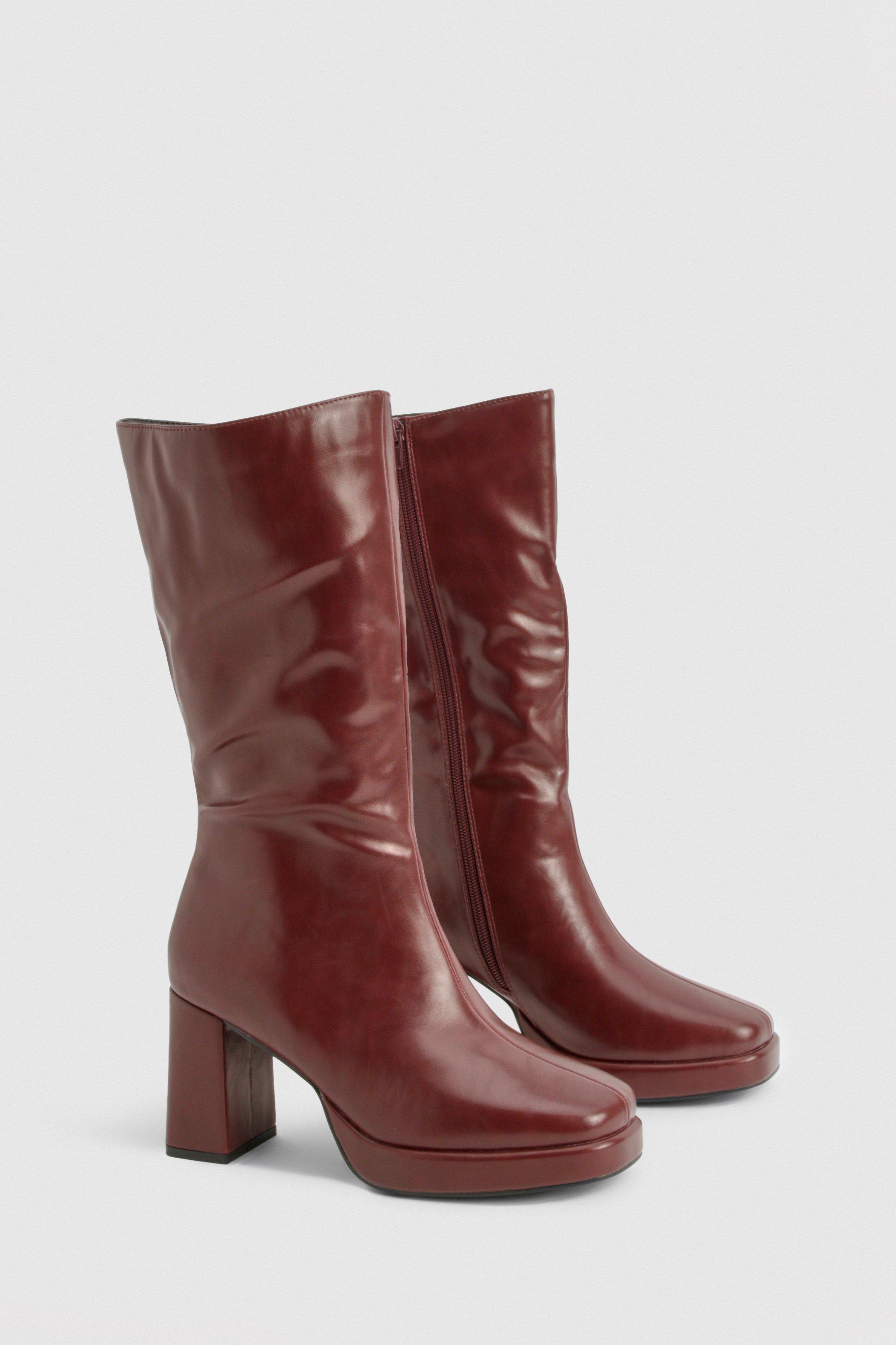 Platform calf boots best sale