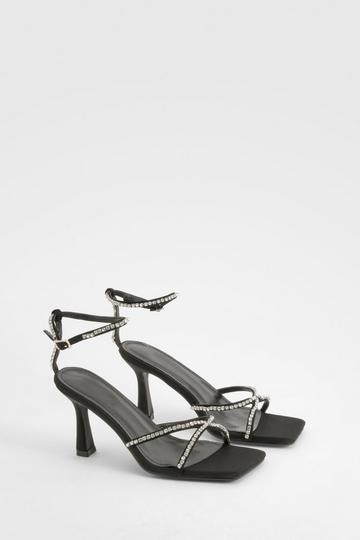 Embellished Cross Over Strappy Heel black