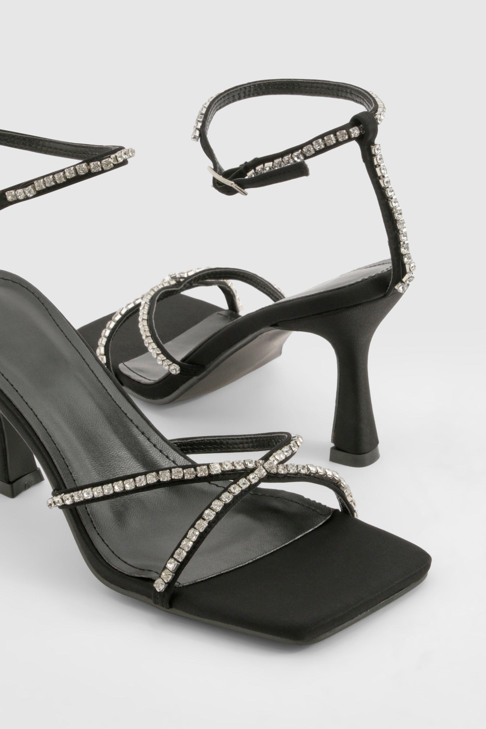 Black crossover strap heels shop