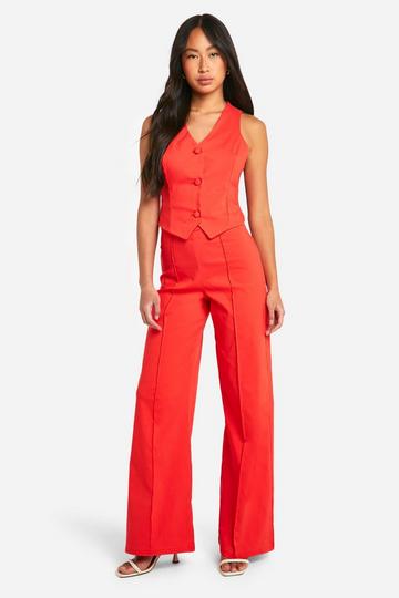 Orange Super Stretch Vest & Seam Front Straight Leg Pants