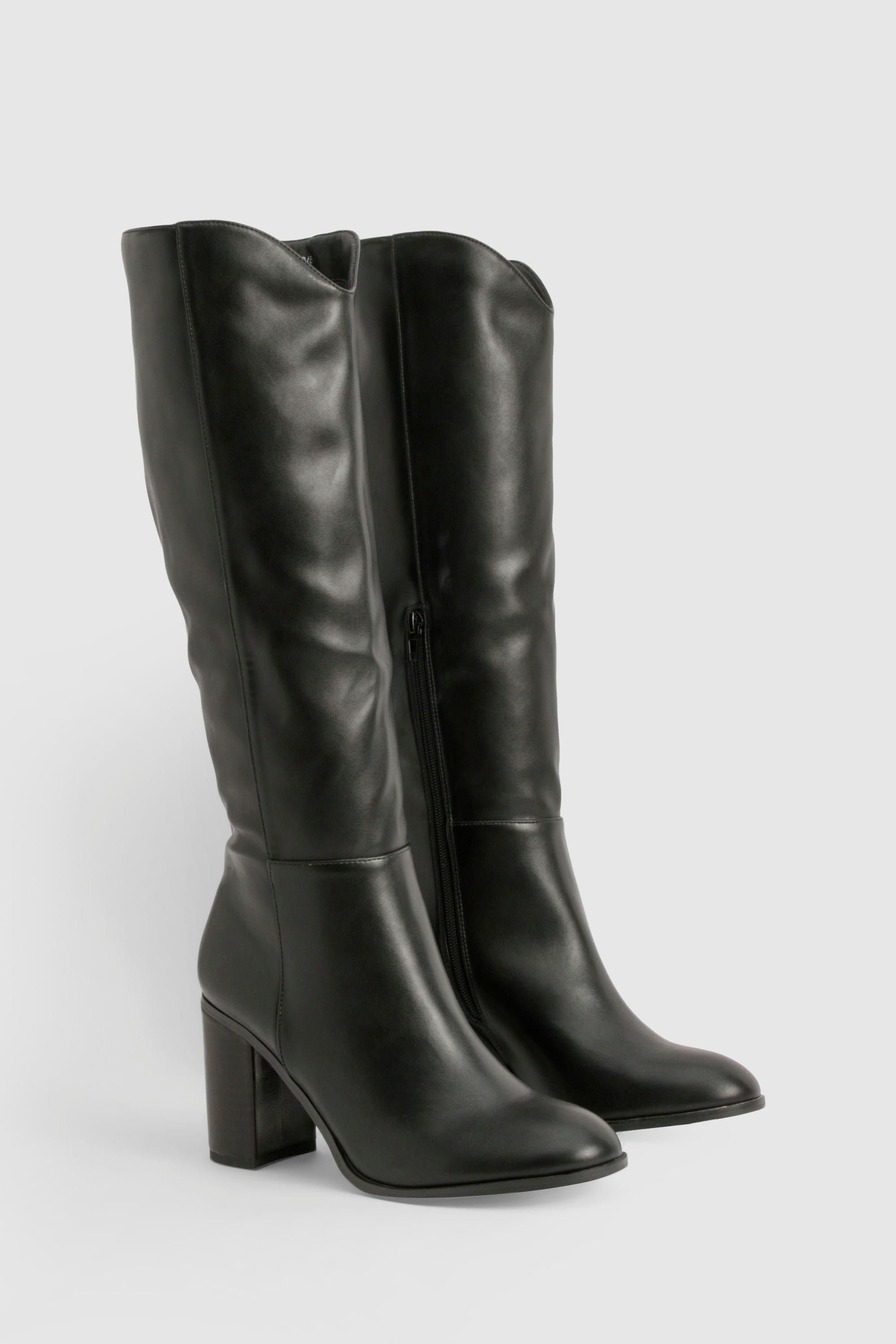 Stacked heel tall boots deals