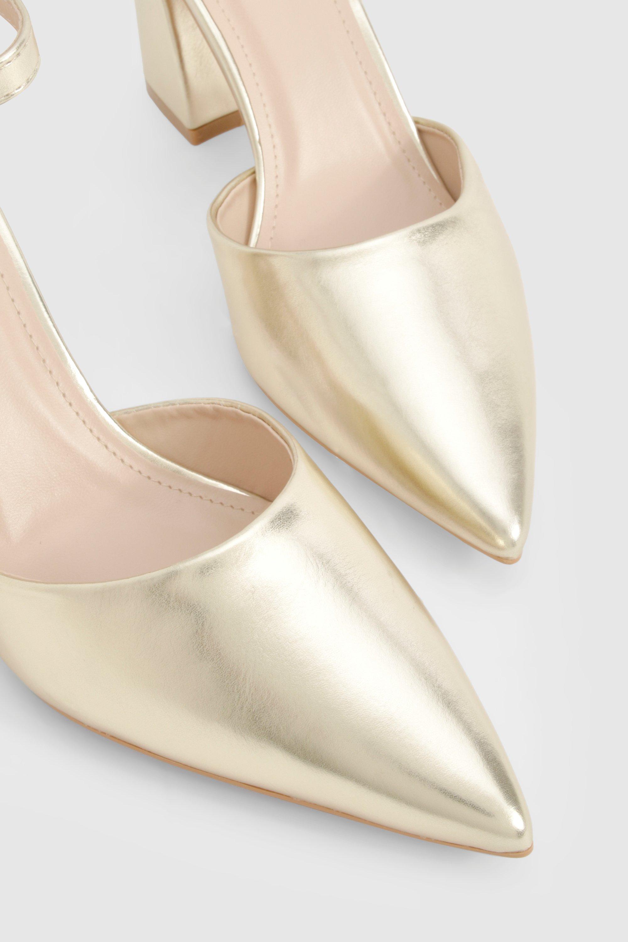 boohooMAN Men s Low Block Court Heels Gold
