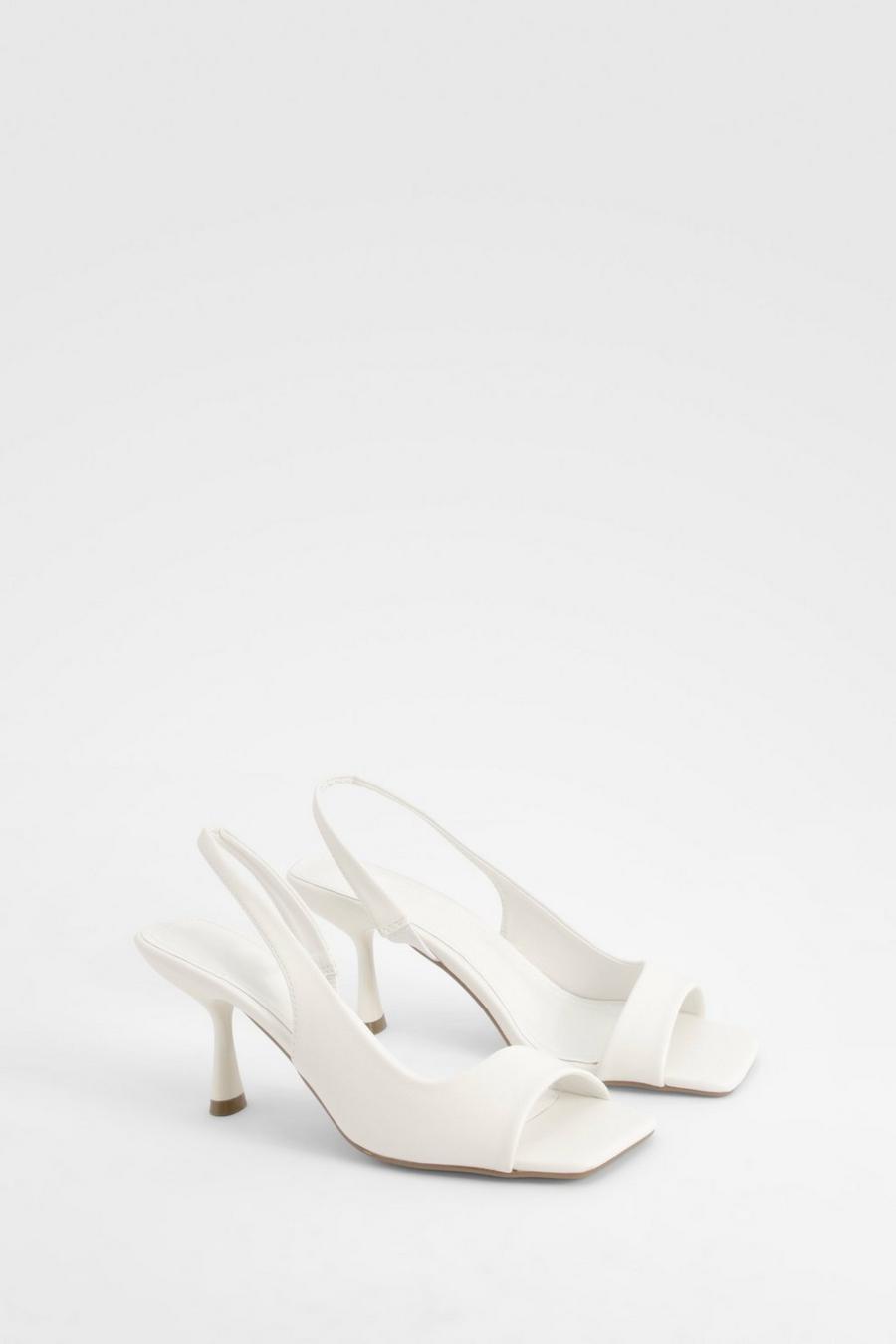 White Cut Out Slingback Heels