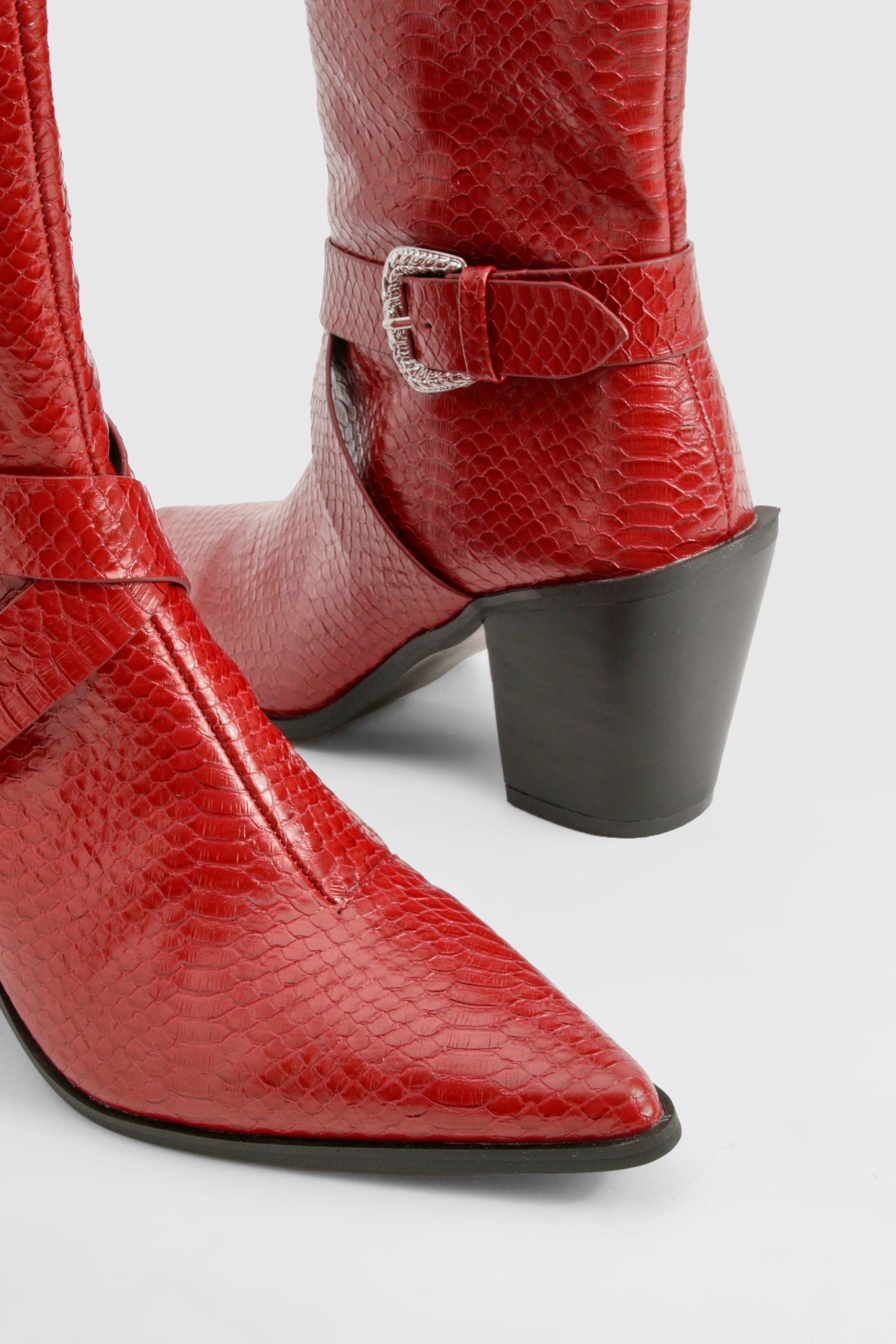 Red snakeskin boots online