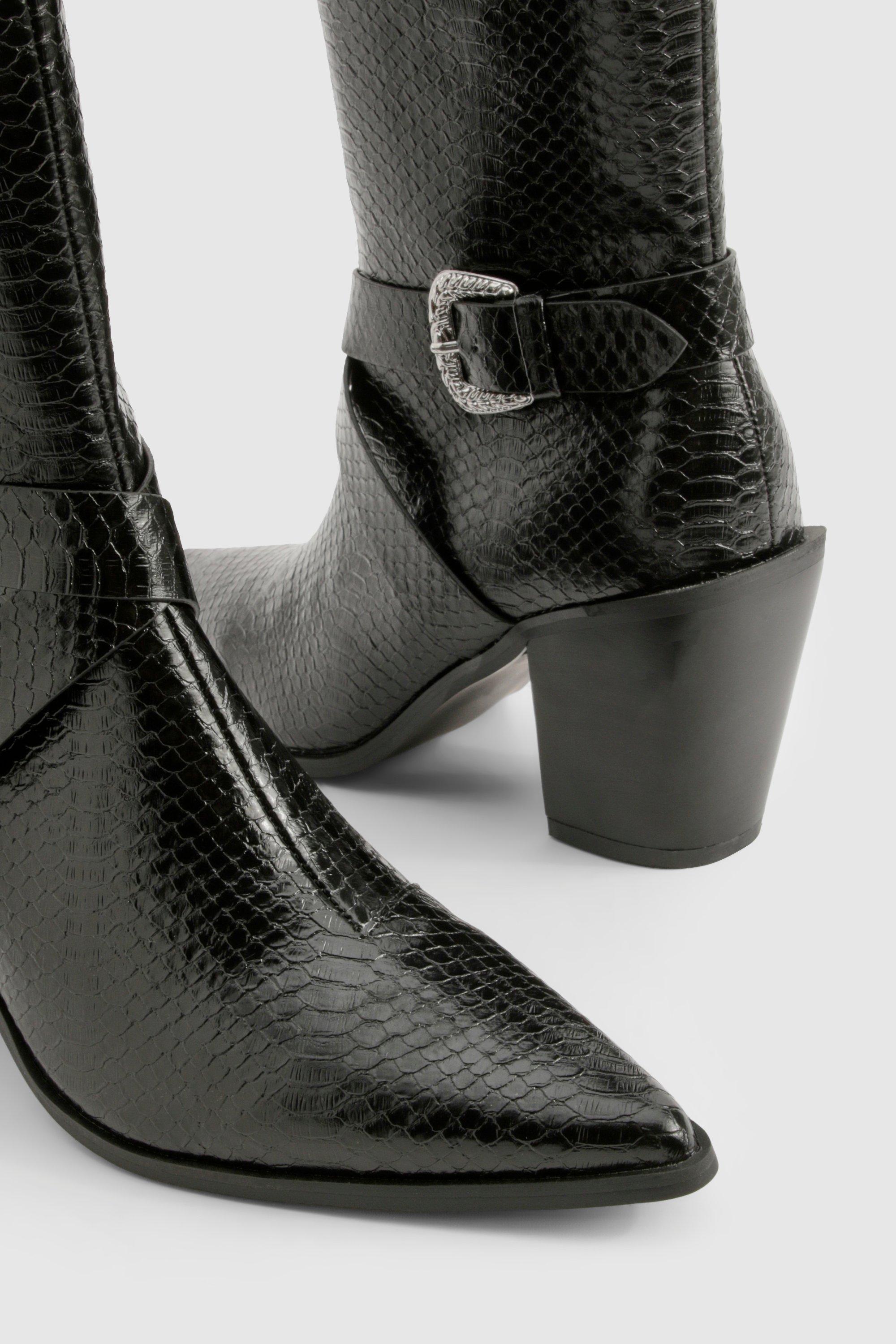 Black patent snakeskin boots hotsell