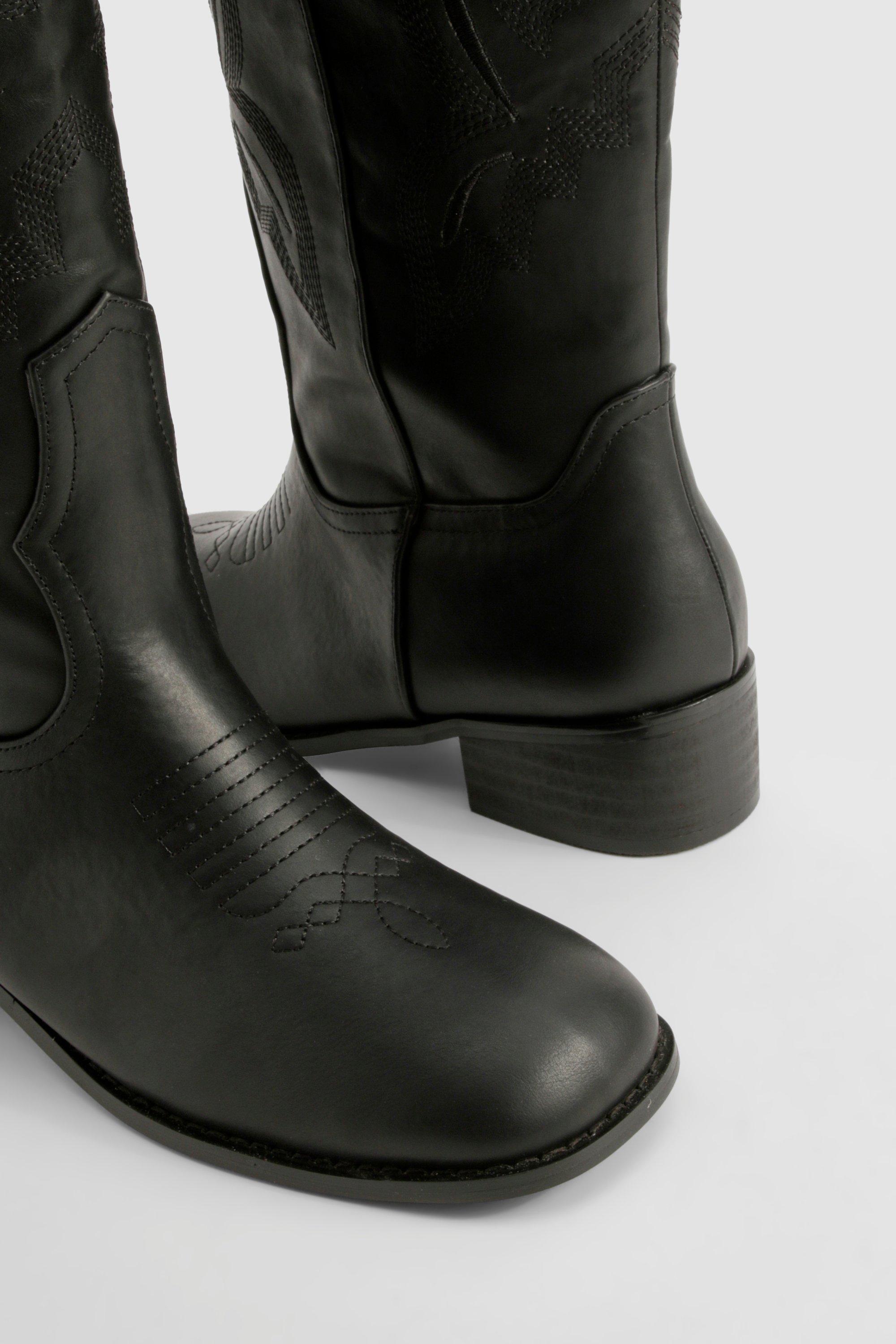 Square toe low heel boots online