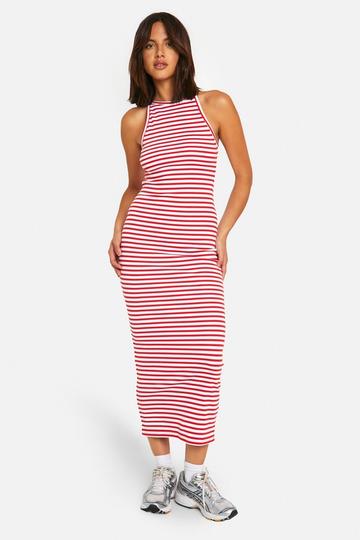 Stripe Racer Maxi Dress red