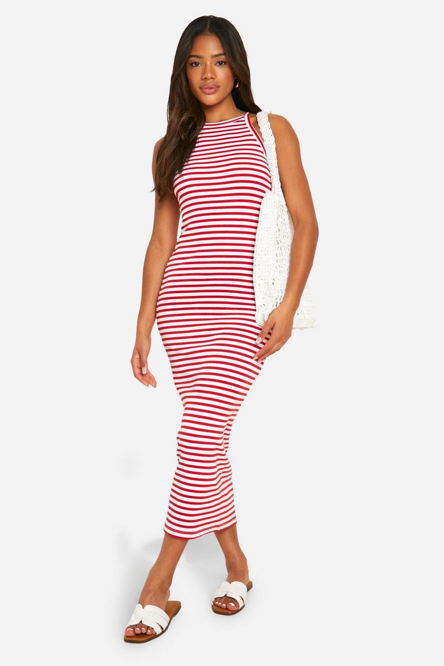 Red Stripe Racer Maxi Dress