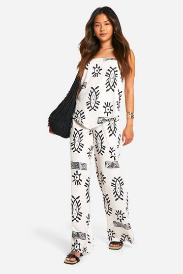 Platgeslagen Boho Bandeau Top En Wide Leg Broek black