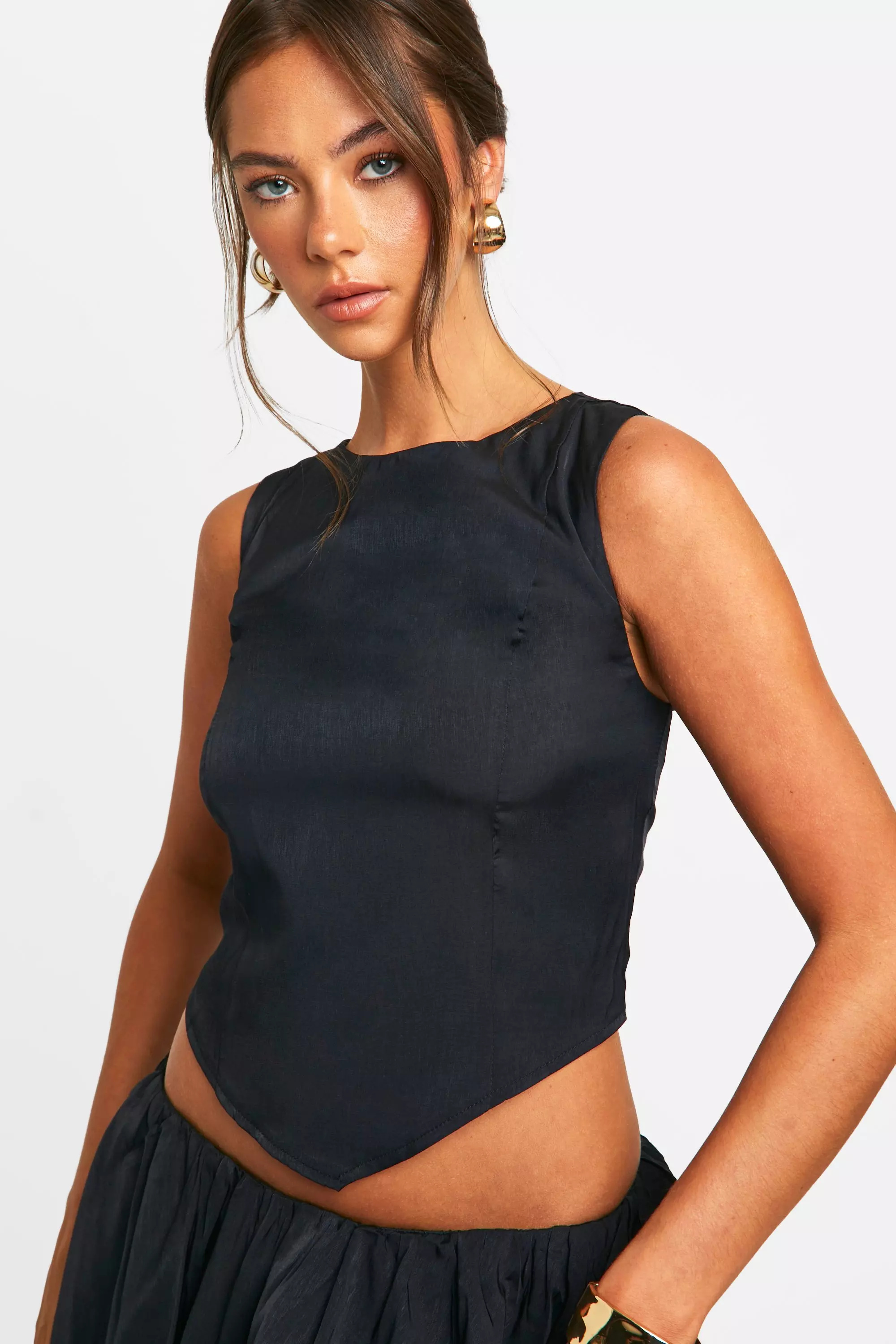 Black Hanky Hem Sleeveless Top alternative image