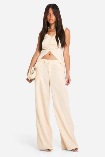 Mid Rise Wide Leg Pants sand