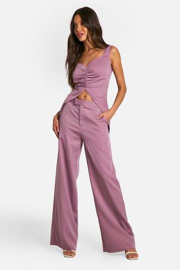 Mid Rise Wide Leg Trouser mauve