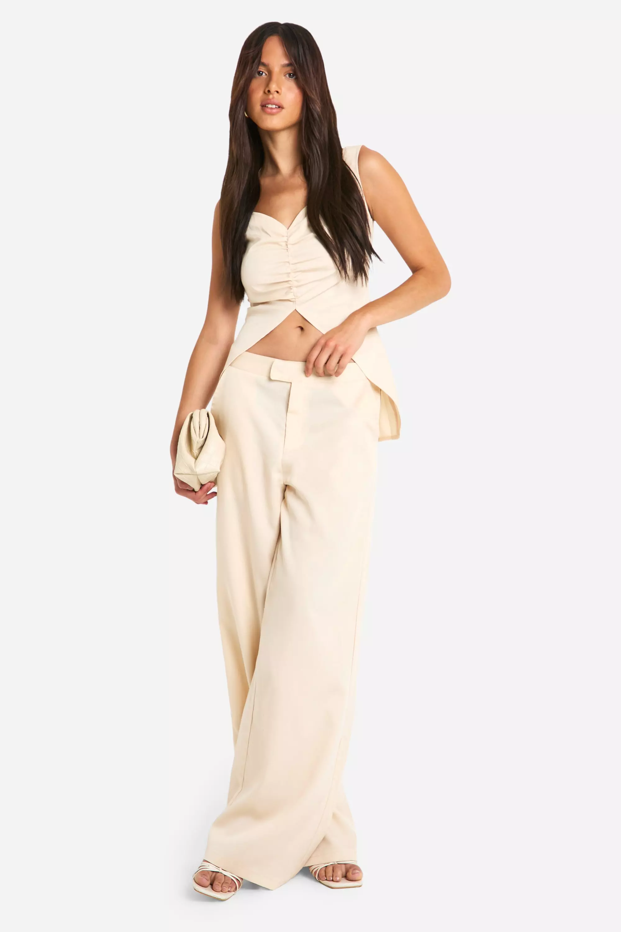 Sand Ruched Open Hem Top alternative image
