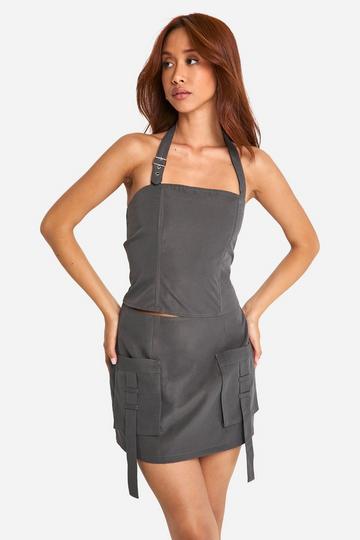 Utility Pocket Detail Mini Skirt charcoal