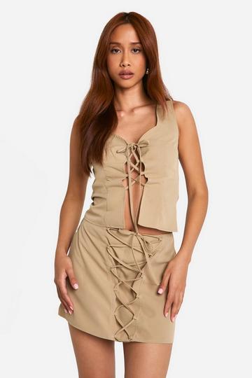 Lace Up Detail Corset sand