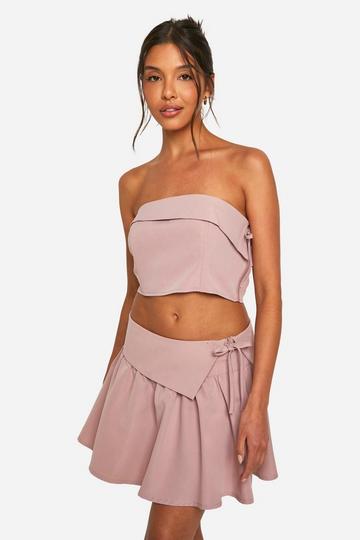 Foldover Waistband Detail Mini Skirt mushroom