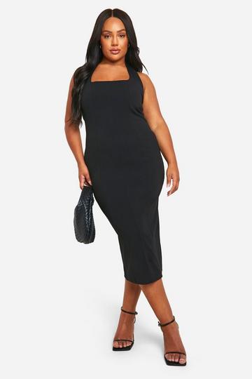 Plus Halter Midi Dress black