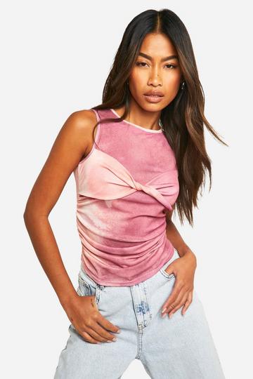 Jeans Grazer Top Met Dubbele Lagen En Racer Hals pink