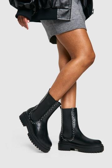 Chunky Stud Detail Chelsea Boots black